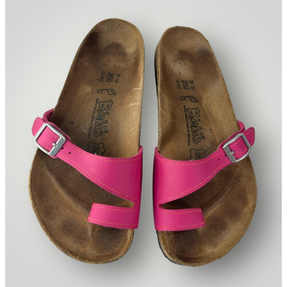 Birk's x Birkenstock Piazza Strappy Buckle Sandals Pink Slip On Womens US Size 8 - Picture 1 of 15